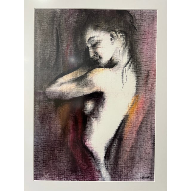1980s Nude Woman Silhouette Original Painting, Matted and Framed - Set of 2 For Sale In Miami - Image 6 of 12