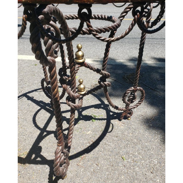 1980s Twisted Iron Base With Stone Top Accent Table For Sale - Image 11 of 12