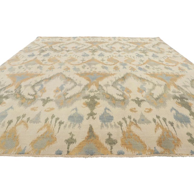 Modern 2010s Vintage Earth-Tone Ikat Rug, 8'1 X 10'4 For Sale - Image 3 of 10