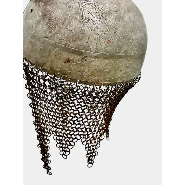Metal Indo-Persian Kulah Khud Hand-Engraved Steel Helmet For Sale - Image 7 of 8