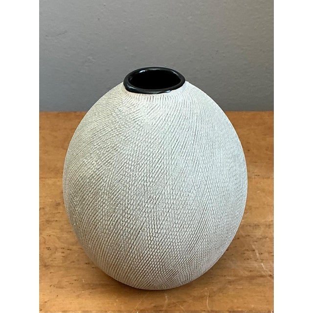 Ceramic Vintage Textured Ceramic Vase For Sale - Image 7 of 18
