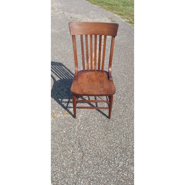 Brown 1910s Vintage Solid Wood Farmhouse Chair For Sale - Image 8 of 12