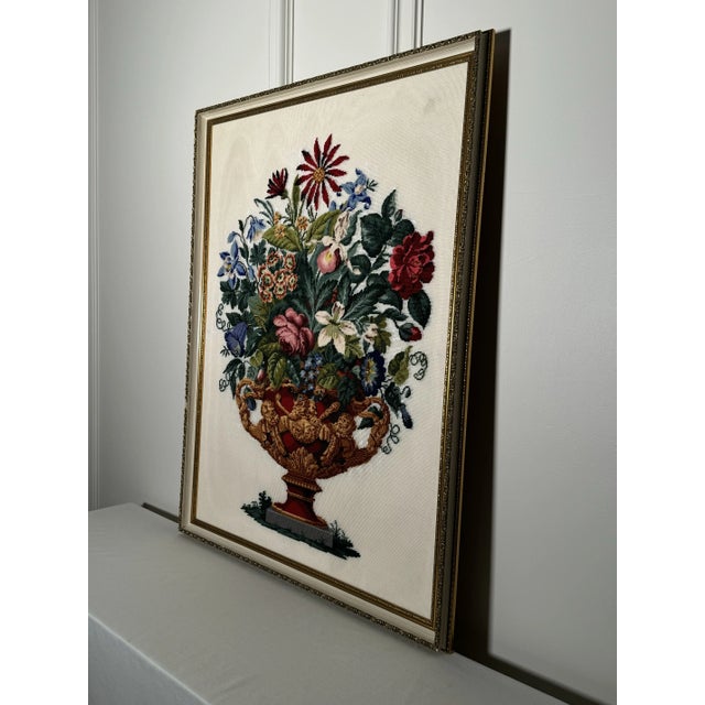 French Provincial Vintage Monumental French Provincial Floral Textile Art, Multi-Color For Sale - Image 3 of 12
