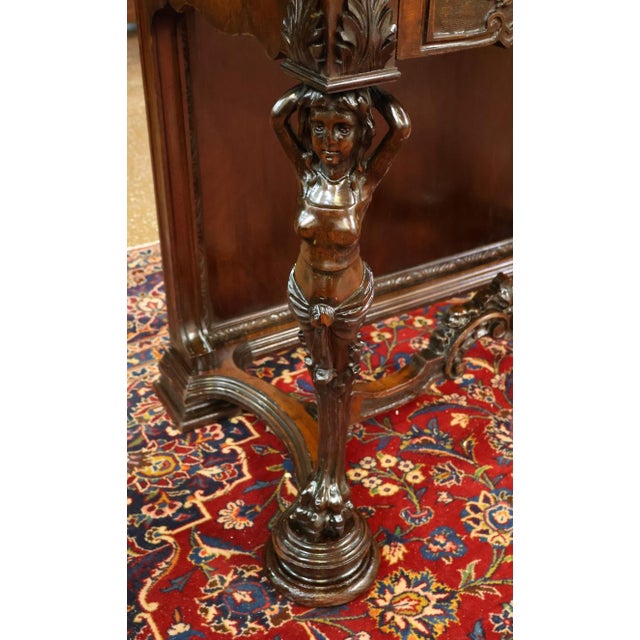 Brown Walnut Renaissance Revival Style Two Door China Cabinet Circa 1920's For Sale - Image 8 of 13