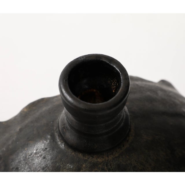 Black 1960's Modernist French Pottery Vase For Sale - Image 8 of 12