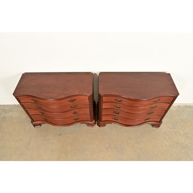 Baker Furniture Historic Charleston Chippendale Carved Mahogany Serpentine Front Dresser Chests, Pair For Sale - Image 11 of 14