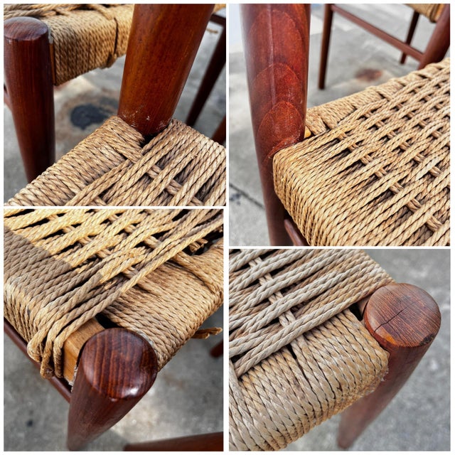 Danish Teak and Paper Cord Dining Chairs | Set of Four Model 75 by Niels Otto Møller For Sale - Image 10 of 12