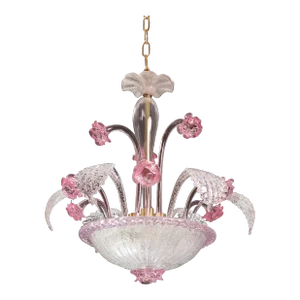 Vintage Murano Pink Flowers, 1970s