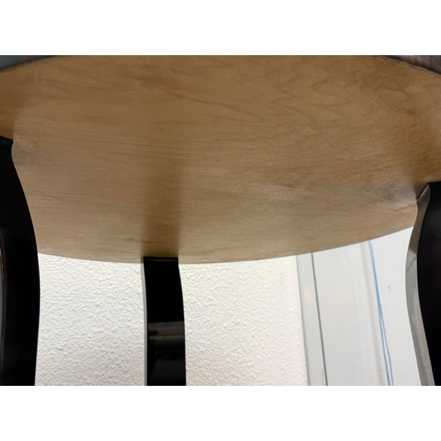 Design Plus Gallery presents a Art Deco Macassar Ebony Side Table. This round side table showcases a high gloss lacquered...