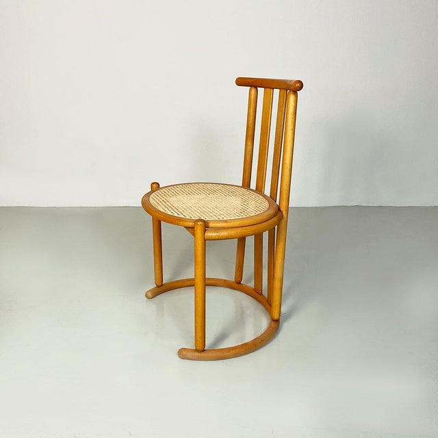 Set of Italian Modern Wood and Vienna Straw High Backed Chairs, 1980s For Sale - Image 9 of 13