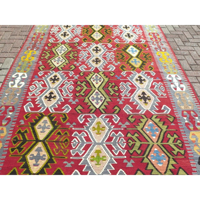 Mid-Century Modern 60s Turkish Kilim Rug Handmade Classic Area Rug For Sale - Image 3 of 11