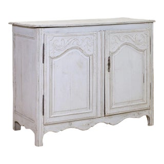 19thC French Painted Buffet With Scalloped Apron and Blue Interior For Sale
