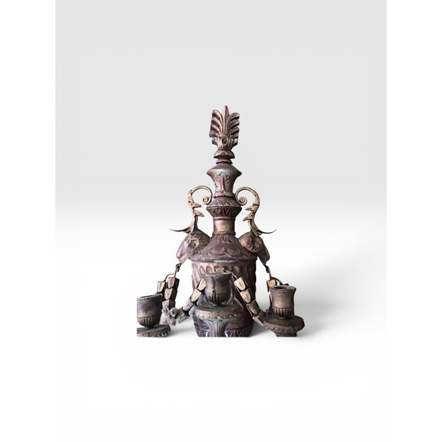 Brass 1960s Pair of Monumental 31” Italian Rococo Revival Carved Wood & Metal Wall Sconces For Sale - Image 8 of 12