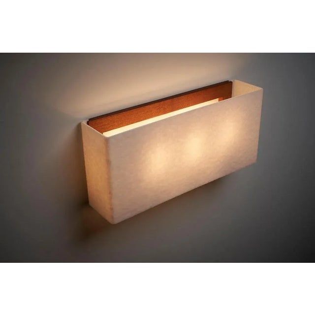 1960s Large Wall Lamp with Textured Diffuser and Teak Frame from Kontakt-Werkstätten, 1960 For Sale - Image 5 of 9