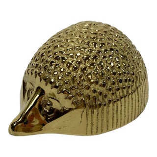Vintage Brass Hedgehog Paper Weight For Sale