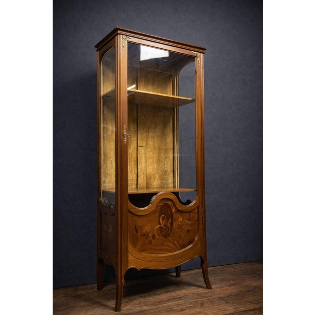 19th Century Art Nouveau Marquetry Display Cabinet, 1890s For Sale - Image 5 of 6