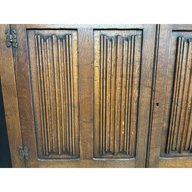 Brown Narrow Oak Hall Cabinet, 1920 For Sale - Image 8 of 10