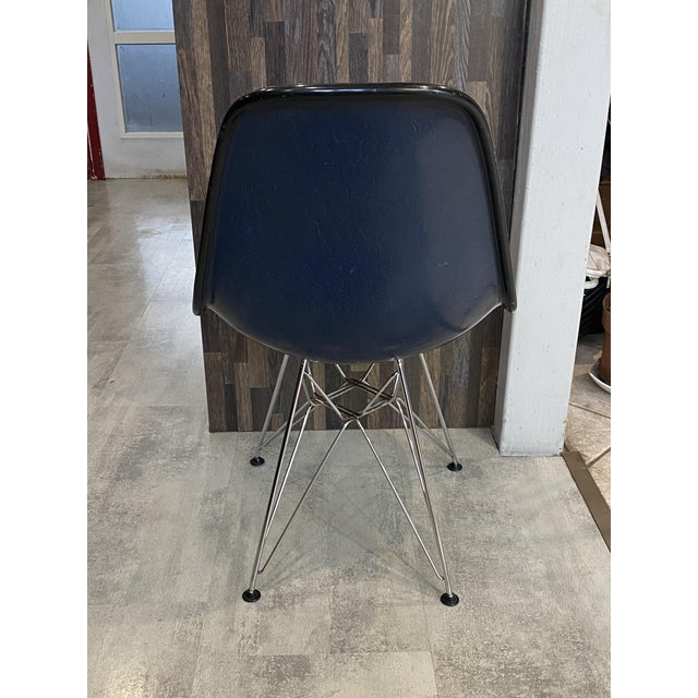 Vintage Blue Vinyl and Fiberglass Chair by Charles and Ray Eames for Herman Miller, 1950s For Sale - Image 11 of 18