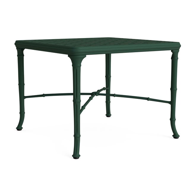 Brown Jordan Calcutta 26" Square Cast Top Corner Table in Forest Green For Sale