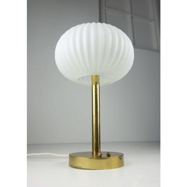 Metal Mid-Century Brass & Glass Table Lamp For Sale - Image 7 of 15