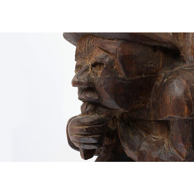 Brown Hand-Carved Oak Wall Figure of a Man, France, 1850s For Sale - Image 8 of 12