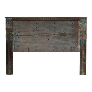 Indian Teakwood King Headboard Constructed From Antique Elements For Sale