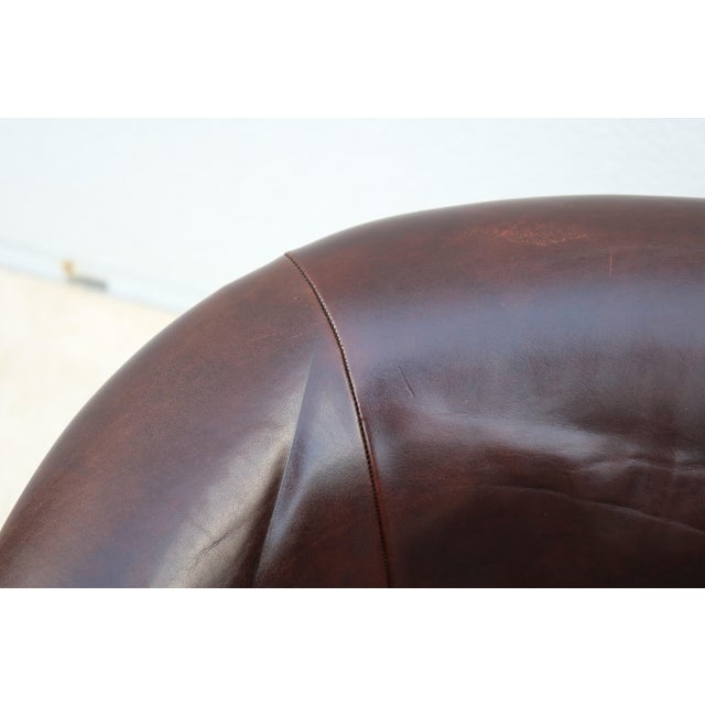 1960 Mid-Century Modern Burke Division Brown Leather Swivel Bucket Chairs, a Pair For Sale - Image 14 of 18