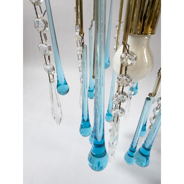 Vintage Murano-Style Blue Glass Teardrop Waterfall Chandelier, C. 1970 For Sale - Image 4 of 18