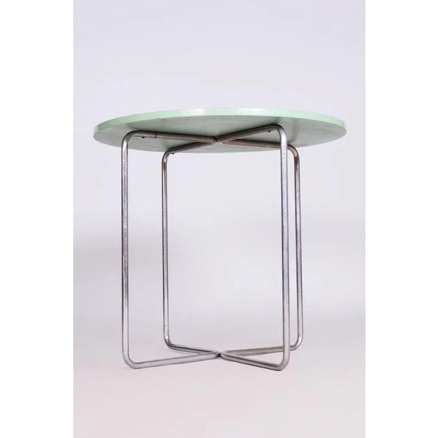 1930s Bauhaus Round Chrome Side Table, Czechia, 1930s For Sale - Image 5 of 8