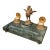 19th Century French Green Marble and Bronze Rooster Inkwell Signed Melotte For Sale