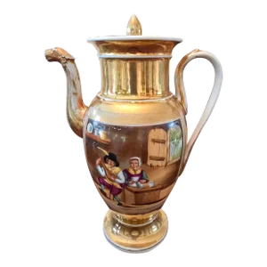 Antique Paris Porcelain Large Tea Pot Jacob Petit Style