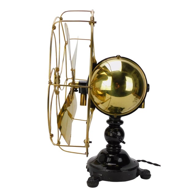 1903 Jandus Ball Motor 32v Dc Tab Foot Desk Fan Restored For Sale - Image 10 of 10