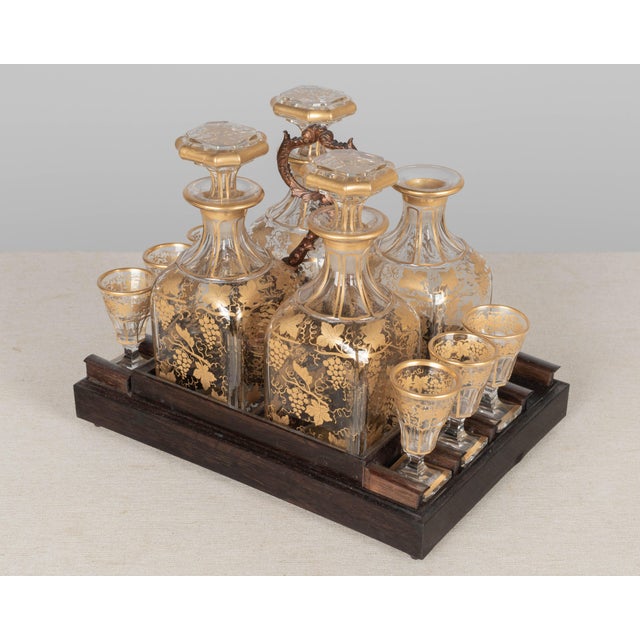 19th Century French Marquetry Tantalus Cordial Decanter Set - Set of 11 For Sale - Image 13 of 18