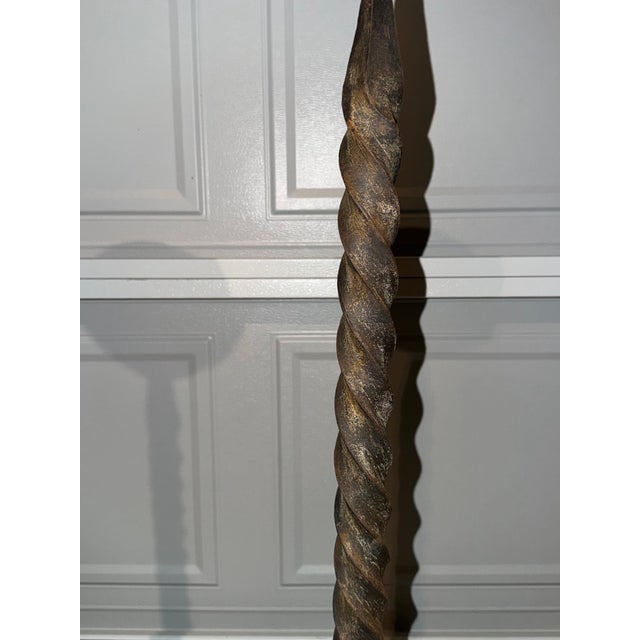 Metal Large Heavy Vintage Iron Swirl Floor Candle Holders For Sale - Image 7 of 11