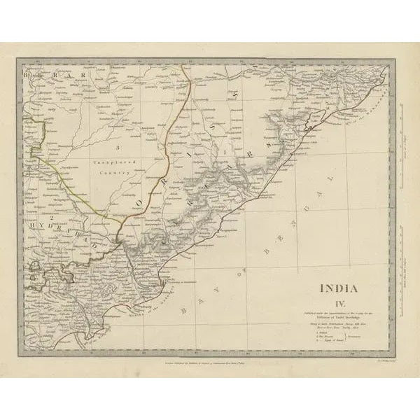 Early 19th Century Antique Map of Eastern India, 1832 For Sale - Image 5 of 6