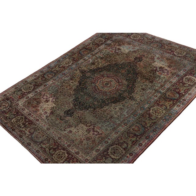 This 8x11 rug is believed to be a rare antique Persian rug of Mohtashem Kashan provenance—hand-knotted in fine silk circa...