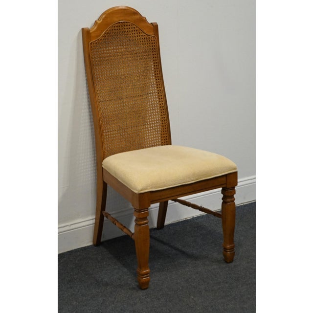 Mediterranean Singer Furniture Solid Pecan Italian Mediterranean Style Cane Back Dining Side Chair For Sale - Image 3 of 12