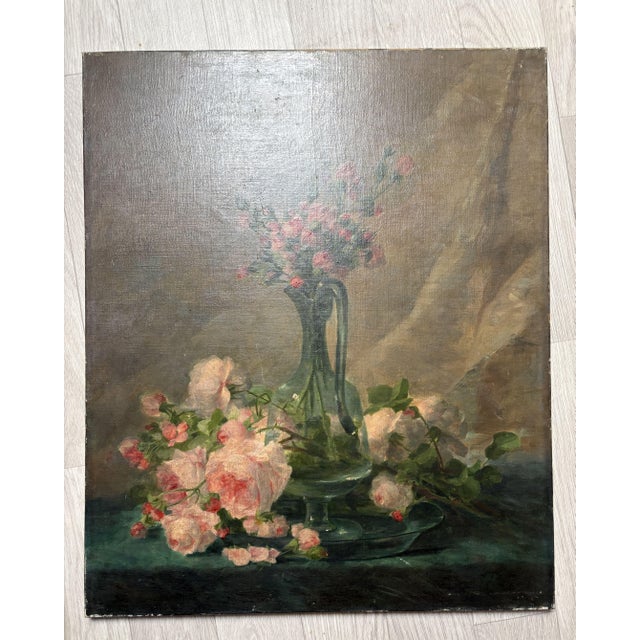 Unknown, Still Life with Roses Bouquet of Flowers, 1890s, Oil on Canvas, in Good conditions. Designed 1890 to 1919