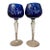 Pair of Bohemian Traube Nachtmann Cobalt Blue Cut Crystal Wine Glasses For Sale