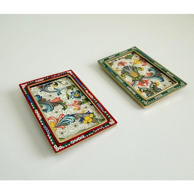 Brass 1960s Italian Micro Mosaic Picture Frames - A Pair For Sale - Image 8 of 10