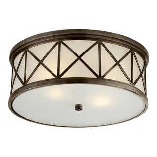 Suzanne Kasler for Visual Comfort Signature Montpelier Large Flush Mount in Bronze with Frosted Glass For Sale