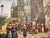 The vintage framed oil painting, depicts a European city scene in Paris. This oil on canvas depicts 19th century street...