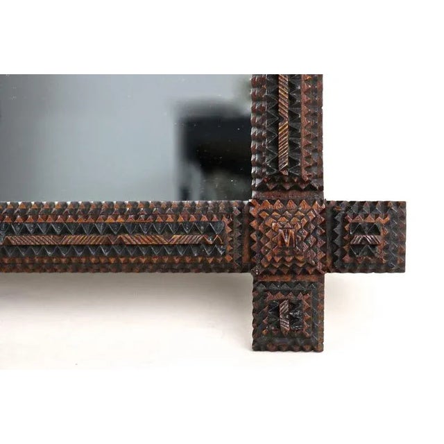 Tramp Art Rustic Handcarved Wall Mirror, Austria, 1880s For Sale - Image 6 of 18