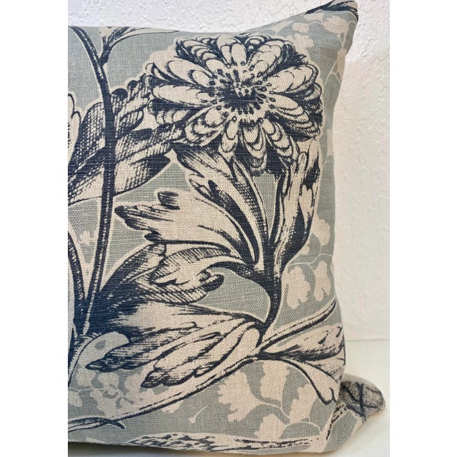 16” Square Pillow With. Batik-Like Blue Floral Print - Made In U K. This pillow was made in Wales, U.K., by a small...