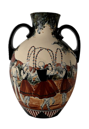 Sandstone Ciboure Vase by C. Fischer, Late 20th Century