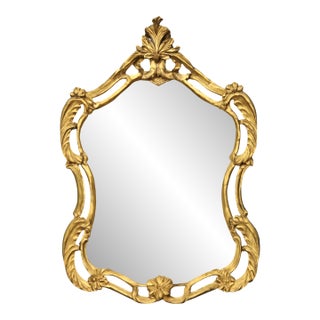 Vintage Rococo Style Gold Frame Mirror For Sale
