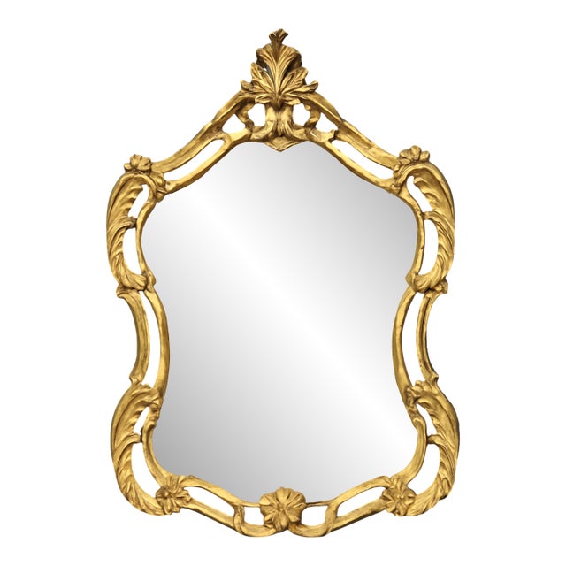 Vintage Rococo Style Gold Frame Mirror For Sale