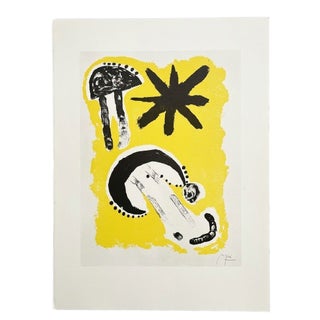 Joan Miró Yellow & Black Abstract Lithograph Book Plate, Mid-20th Century For Sale
