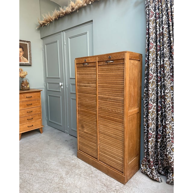 Double Tambour Door Filing Cabinet, 1950s For Sale - Image 9 of 16