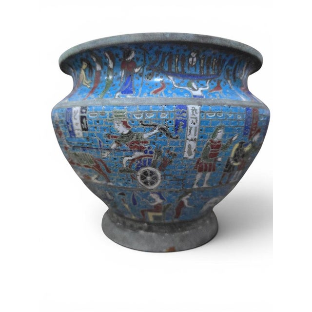 Egyptian Revival Cloisonné Jardinière with Polychrome Decoration, 1900 For Sale - Image 6 of 12